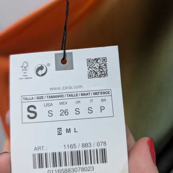 Zara Orange and Green Color-Block Top - Picture 7 of 8